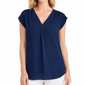 Chaus Deep Blue V-Neck Blouse